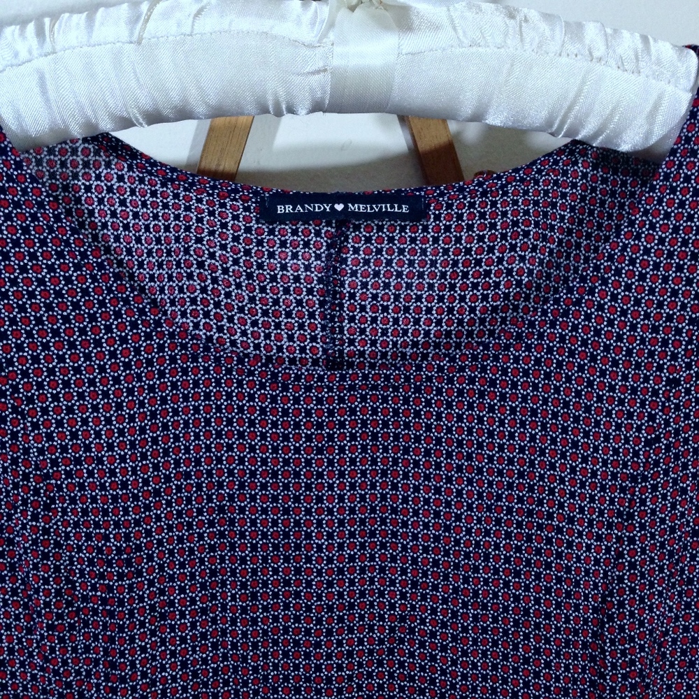 BRANDY MELVILLE Skater Dress Fits Blue Red Small - Picture 2 of 8